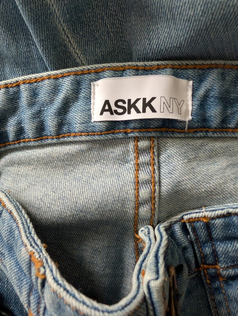 ASKK NY Brickhouse Wide Leg High Waist Button Accent Denim Trouser Jeans Sz 25 image 7